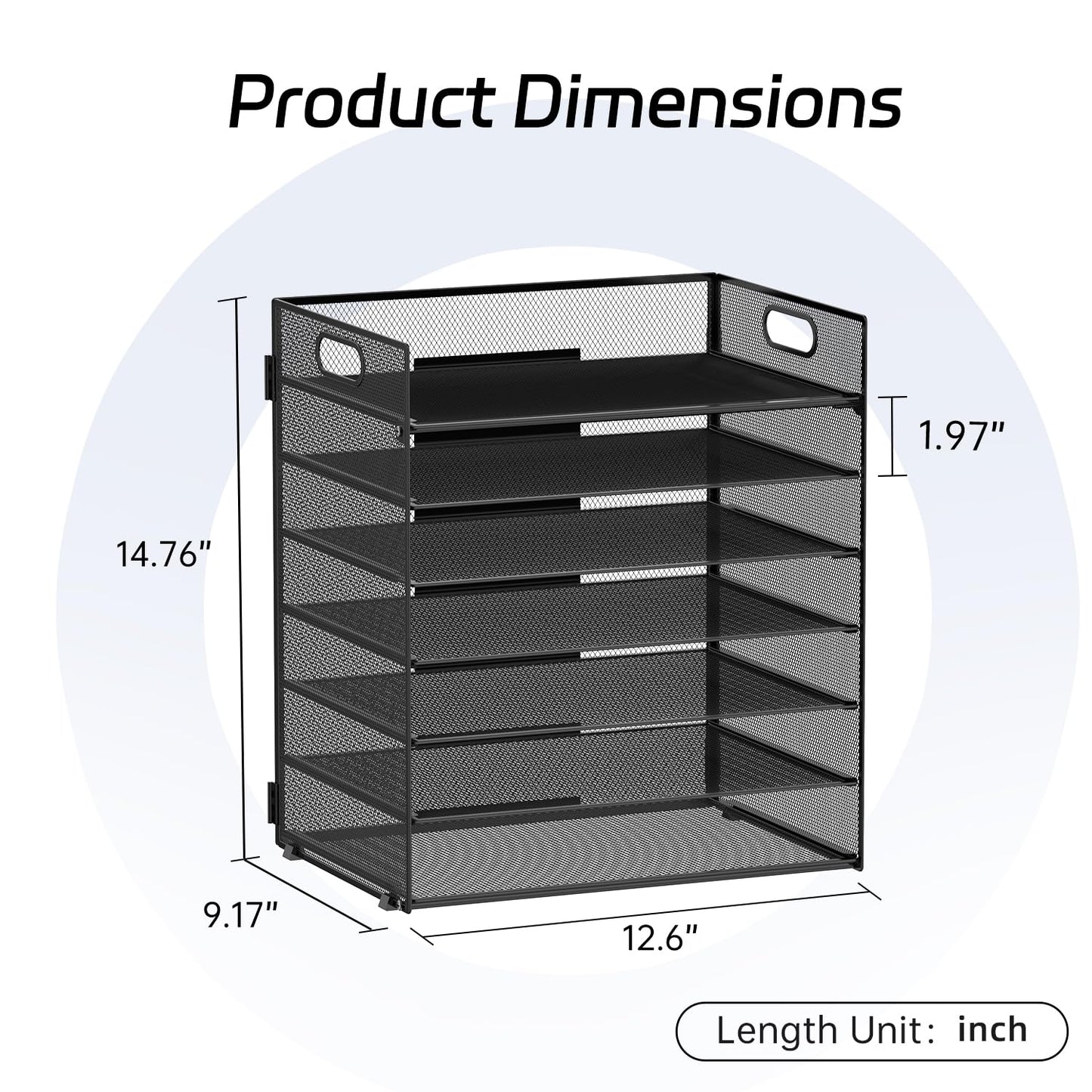 ReePlan 2 Pack 7 Tier Paper Organizer - Mesh Desktop File Holder with Handles for Office School Desk, Black
