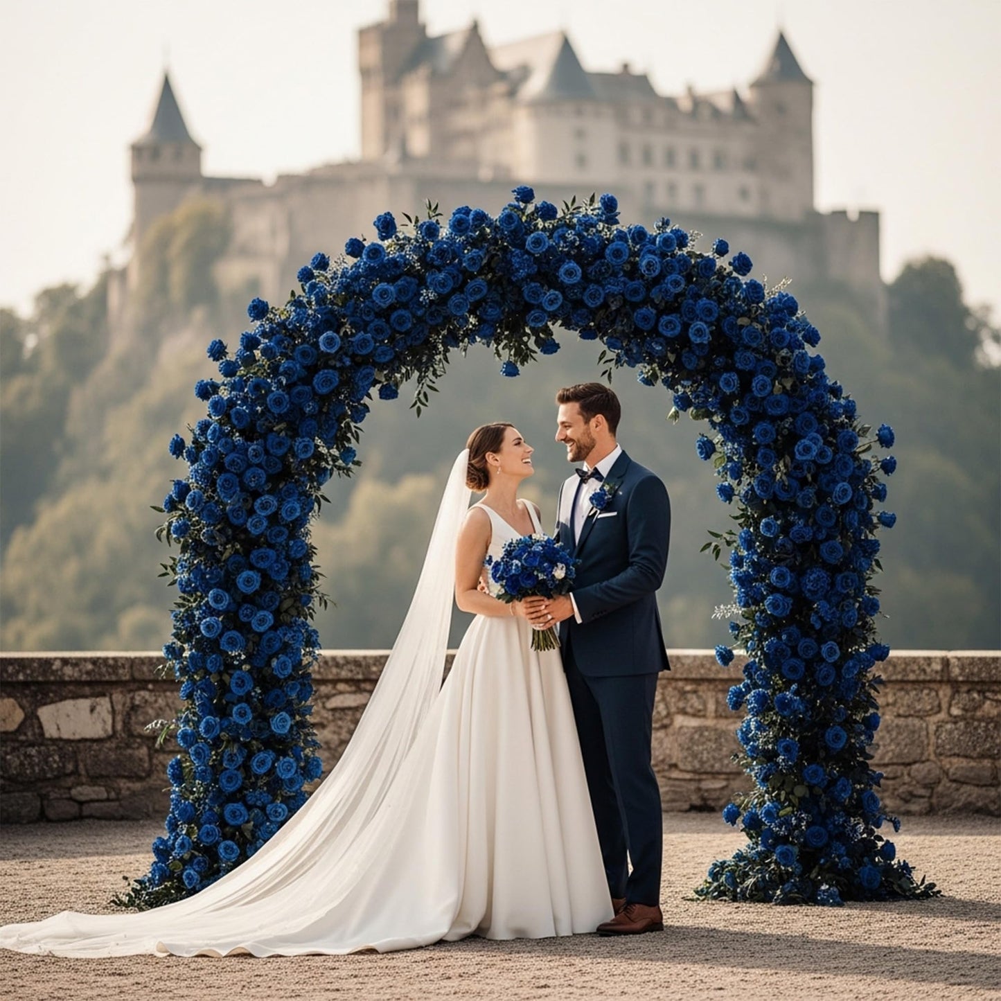 Auihiay 60PCS Fake Blue Roses, Artificial Blue Flowers, Silk Faux Rose with Long Stems for Wedding Centerpieces, Cake, DIY Floral Arrangement, Home Decor, Anniversary, Father's Day Decorations