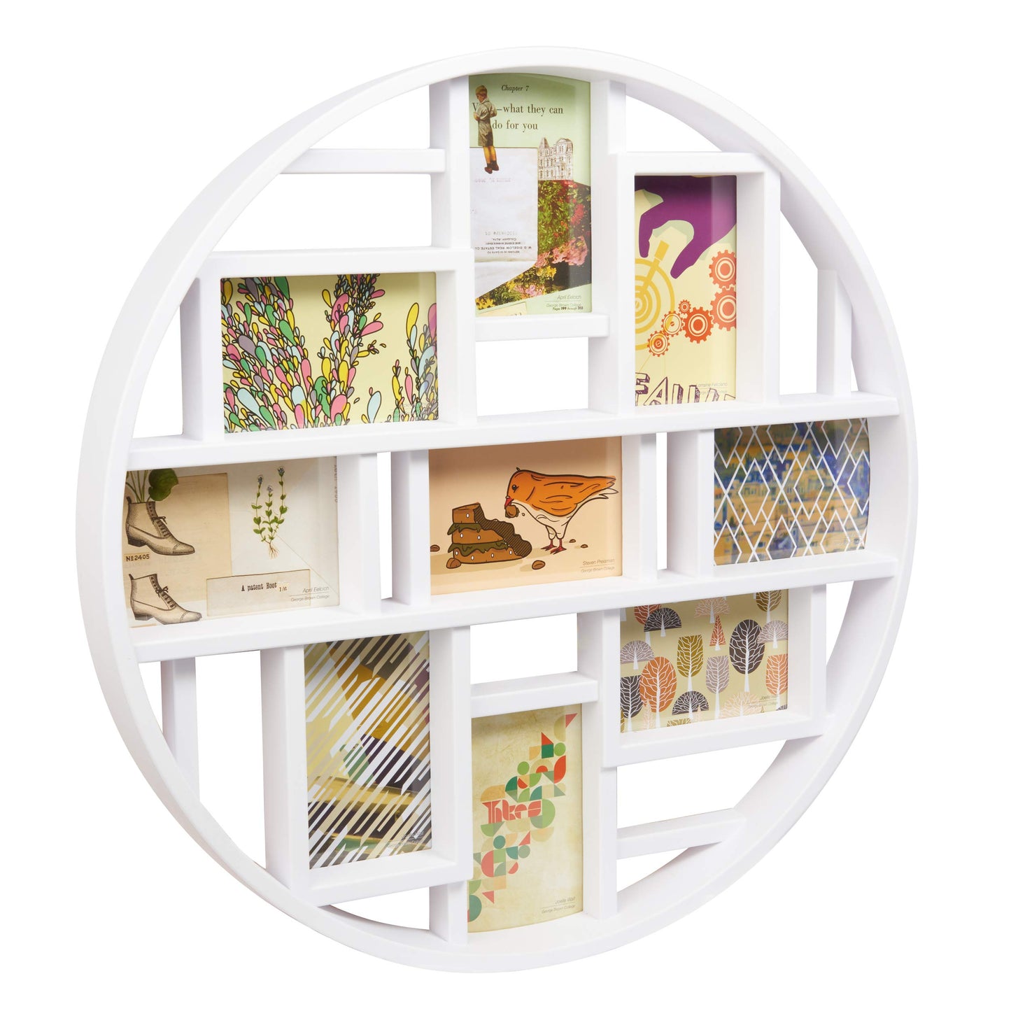 Umbra Luna Collage Picture Frame Holds Nine 4x6 Photos, Large 22-Inch Diameter, White