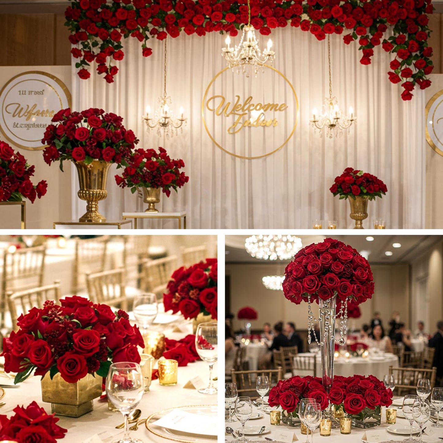 60Pcs Red Roses Artificial Flowers, Velvet Silk Faux Roses, Realistic Red Flowers for Father's Day, Wedding Centerpieces, Cake, Bridal Bouquets, Home Decor, Anniversary, Valentine's Day Decorations