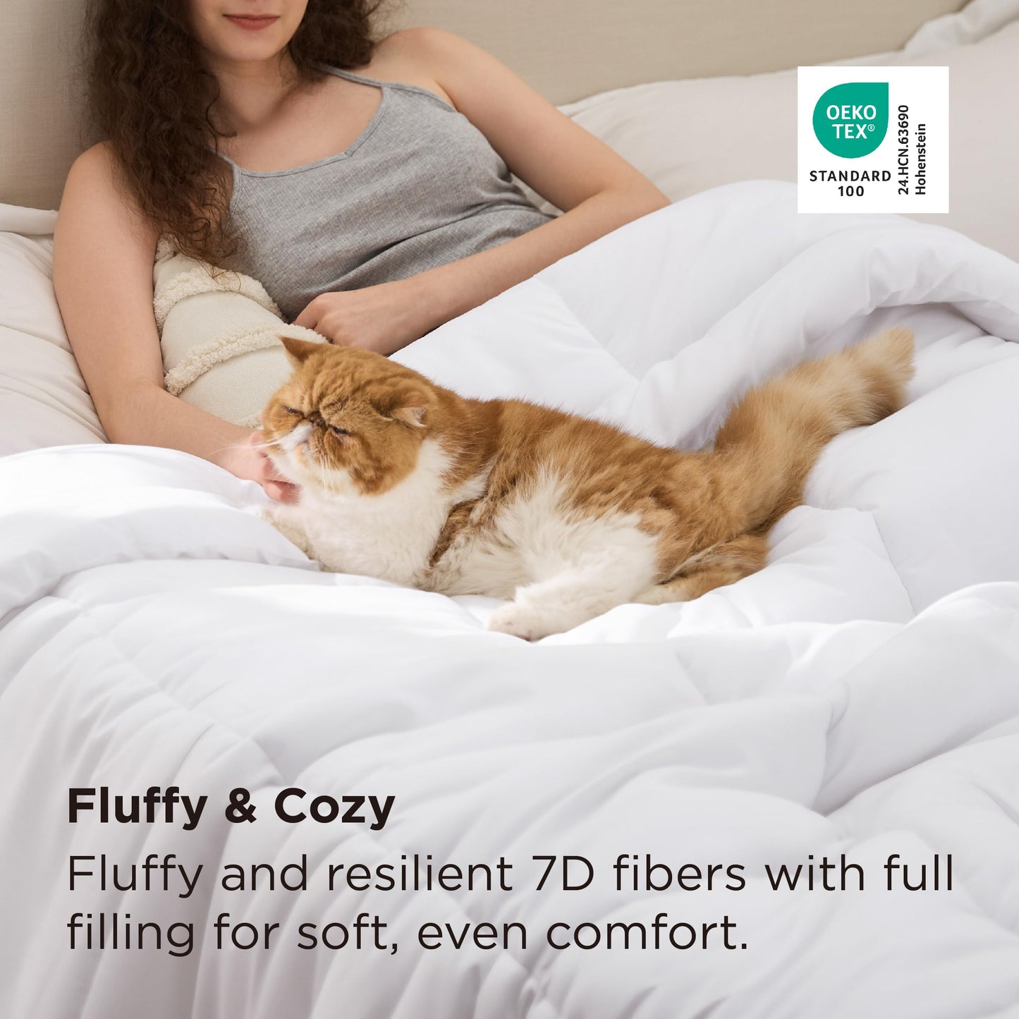 Bedsure Comforters Queen Size Duvet Insert, Quilted Down Alternative Comforter, Ultra Soft Lightweight Comforter Blanket for Bed, with 8 Tabs, Machine Washable, 88x88 in, White