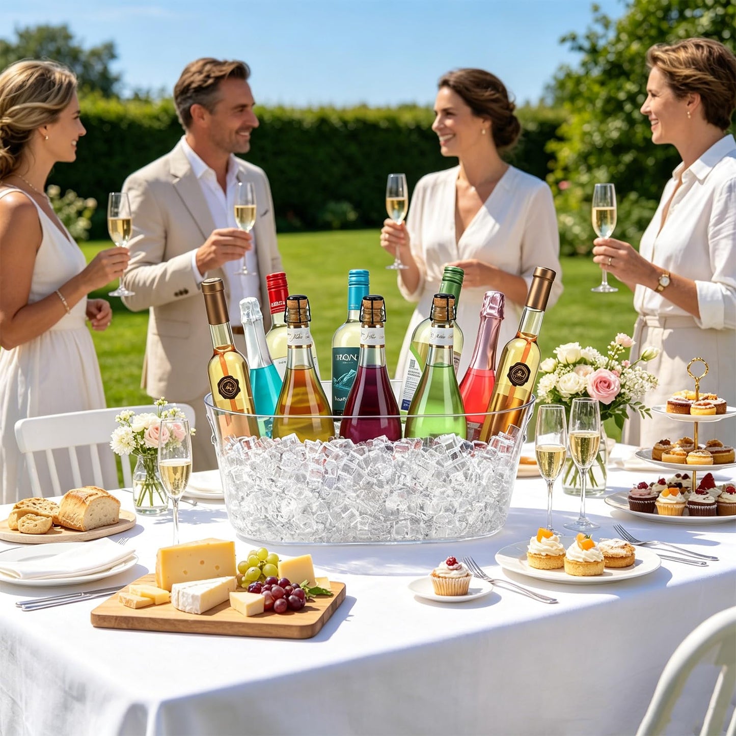 2 PCS Ice Buckets for Parties, 15L Large Ice Bucket, 4 Gallon Champagne Bucket with Scoops, Beverage Tub Mimosa Bar Supplies for Champagne, Beer, Cocktail