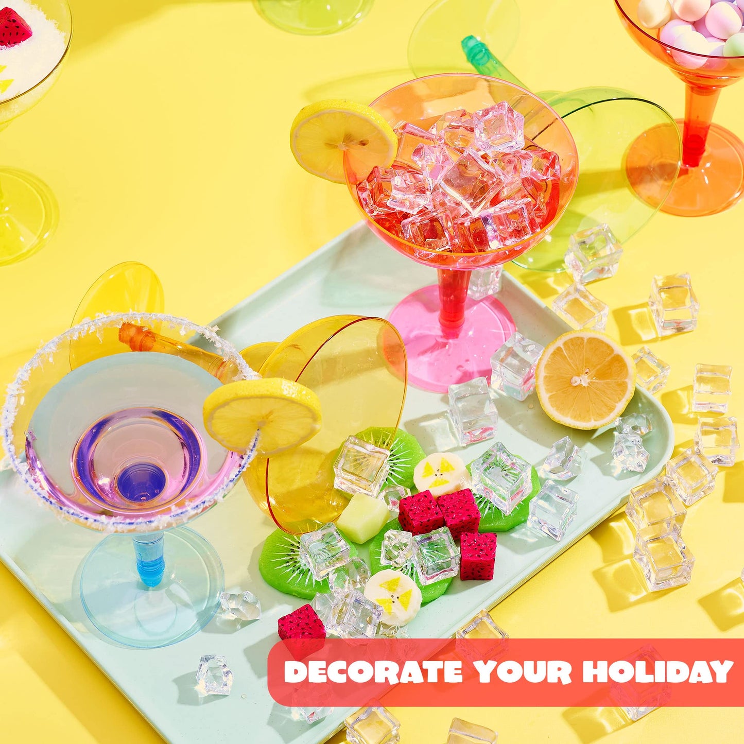 JOYIN 36 Packs Plastic Margarita Glasses Cups 12 oz Disposable Cinco De Mayo Fiesta Party Decoration for Fun Taco Party Supplies, Neon Cocktail Cups, Mexican Theme for Carnivals