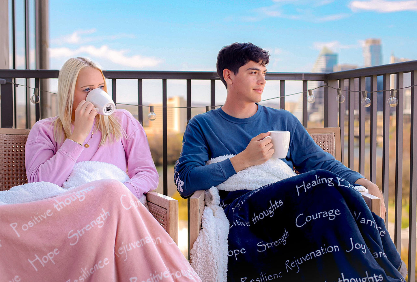WOLF CREEK BLANKET - Compassion Blanket (Brand)- Strength Courage Super Soft Warm Hugs, Get Well Gift Blanket Plush Healing Thoughts Positive Energy Love & Hope (Blue, 50 x 65 Sherpa)