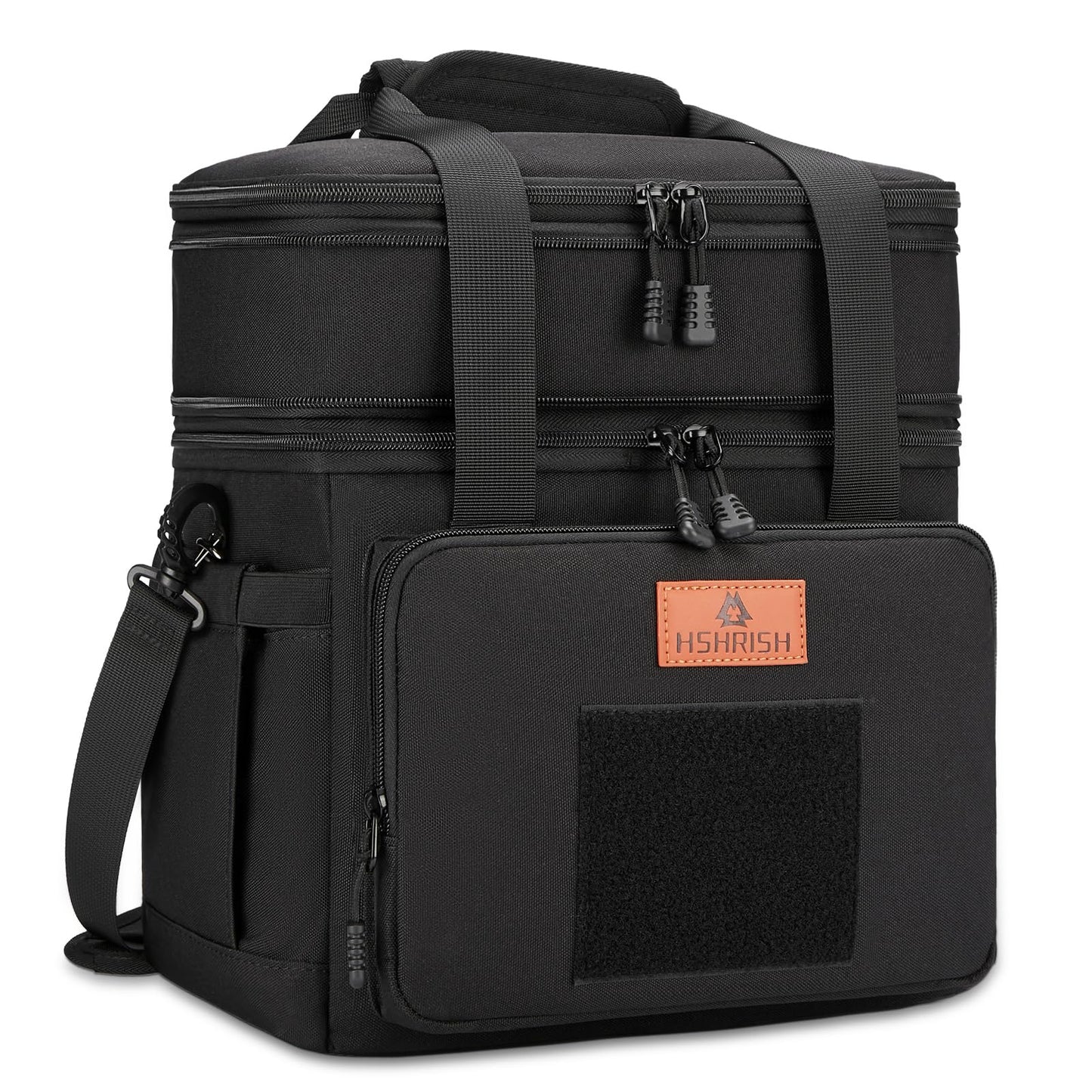 XLarge Expandable Tactical Lunch Box for Adults, Durable Leakproof Insulated Lunch Cooler Bag for Men Work Office Outdoor Picnic Trips Camping, 36 Cans/22 L, Black, HSHRISH
