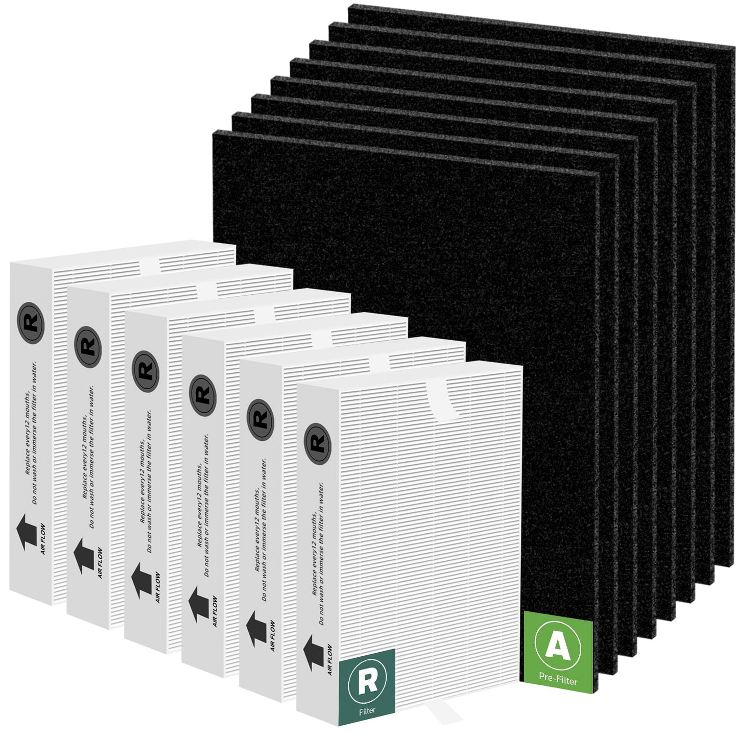 Pulluty HPA300 HEPA Filter Replacement for Honeywell Air Purifier HPA300 Series HPA304,HPA300VP, HPA3300,HPA5300,6 True HEPA Filter R and 8 Activated Carbon Prefilter A,Compared to HRF-R3