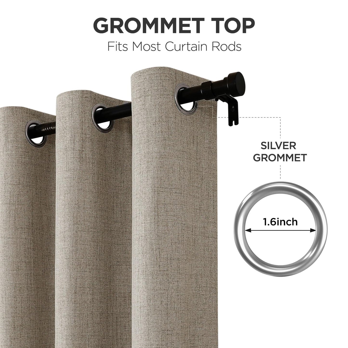 Joydeco Blackout Curtains 96 Inches Long 2 Panels Burg, Room Darkening Curtains for Bedroom, 100% Black Out Textured Thermal Drapes Privacy Protection 2 Panels Set(W52 x L96 Inch, Linen)