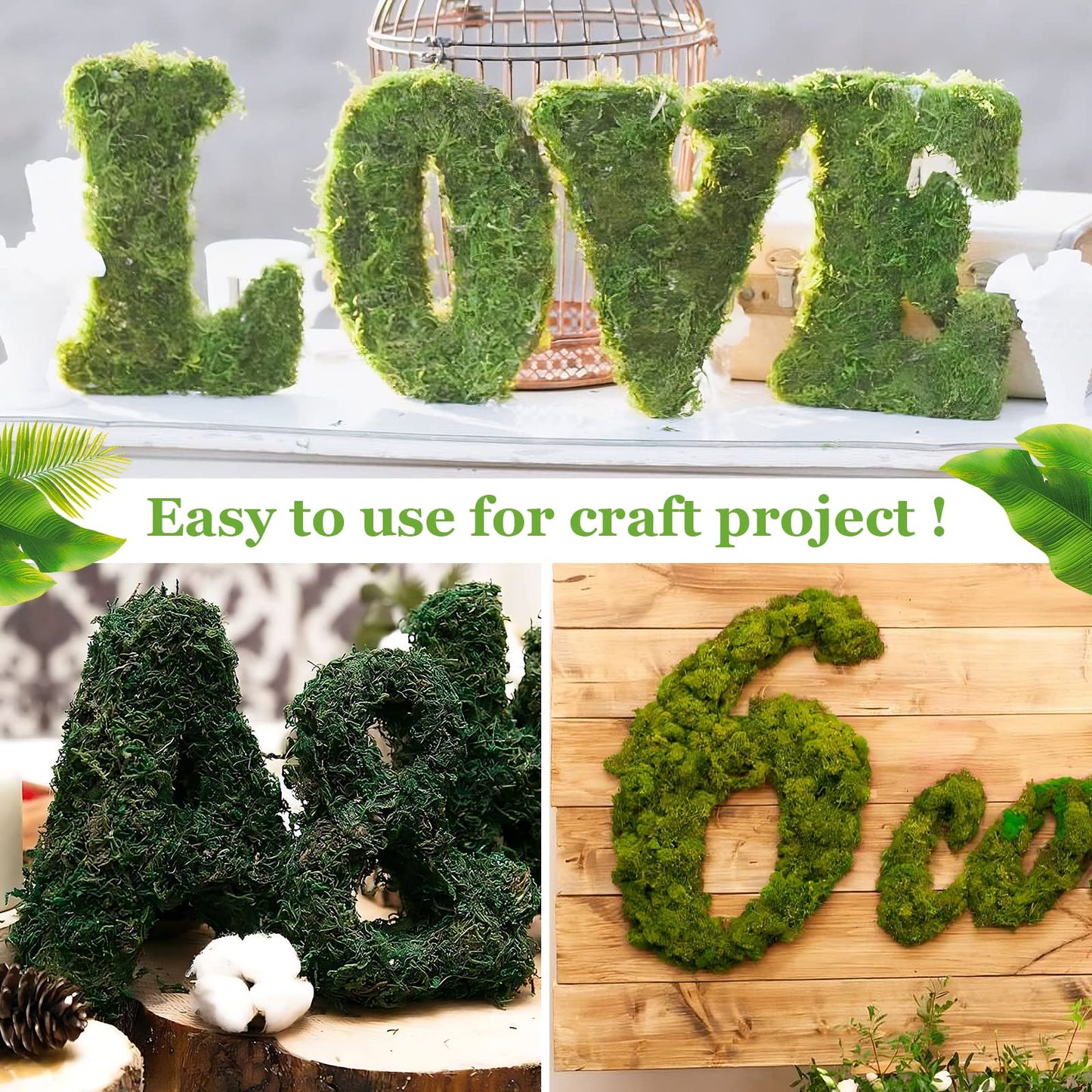 Riare 1.3LBS Artificial Fake Moss for Fake Plants Indoor- Premium Faux Craft Moss for Potted Plant, Fresh Green Moss Forest Moss for Hamsters Micro-Landscape Terrariums Centerpieces Decor