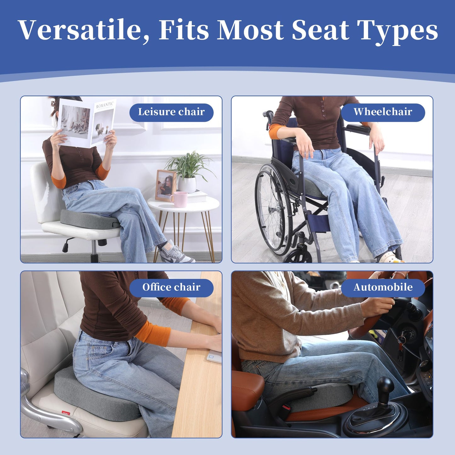 BALAPET Foldable Sit Bone Seat Cushion for Pressure Relief, Memory Foam Comfort Ischial Tuberosity Seat Pillow for Hip, Butt, Hamstrings, and Sciatica Pain Relief, Breathable &Machine Wash Cover
