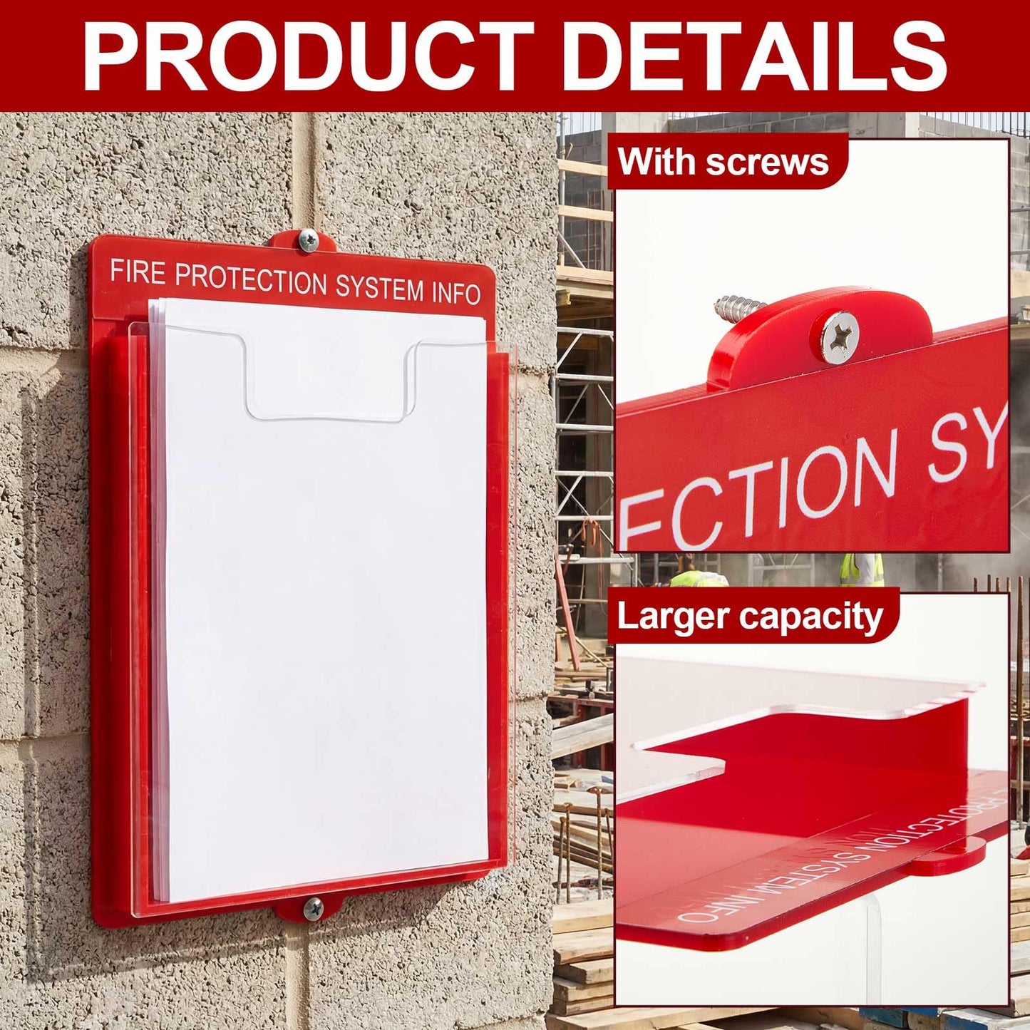 MorningRo Fire Alarm Documents Box 13.98 x 10.04 x 1.38 Inches Acrylic Fire Document Holder for Entrance to Power Distribution Room/machine Room Property Reception Desk Stairwell Public Buildings