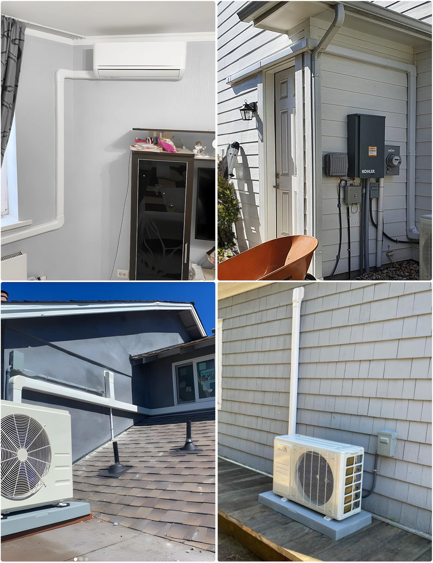 Nouscan Mini Split Line Set Cover: 3" 17Ft Line Set Cover Kit for Minisplit with Flexible Duct, Decorative Lineset Hide Cover Kit for Air Conditioner, HVAC, Heat Pumps, Central AC Pipe, White