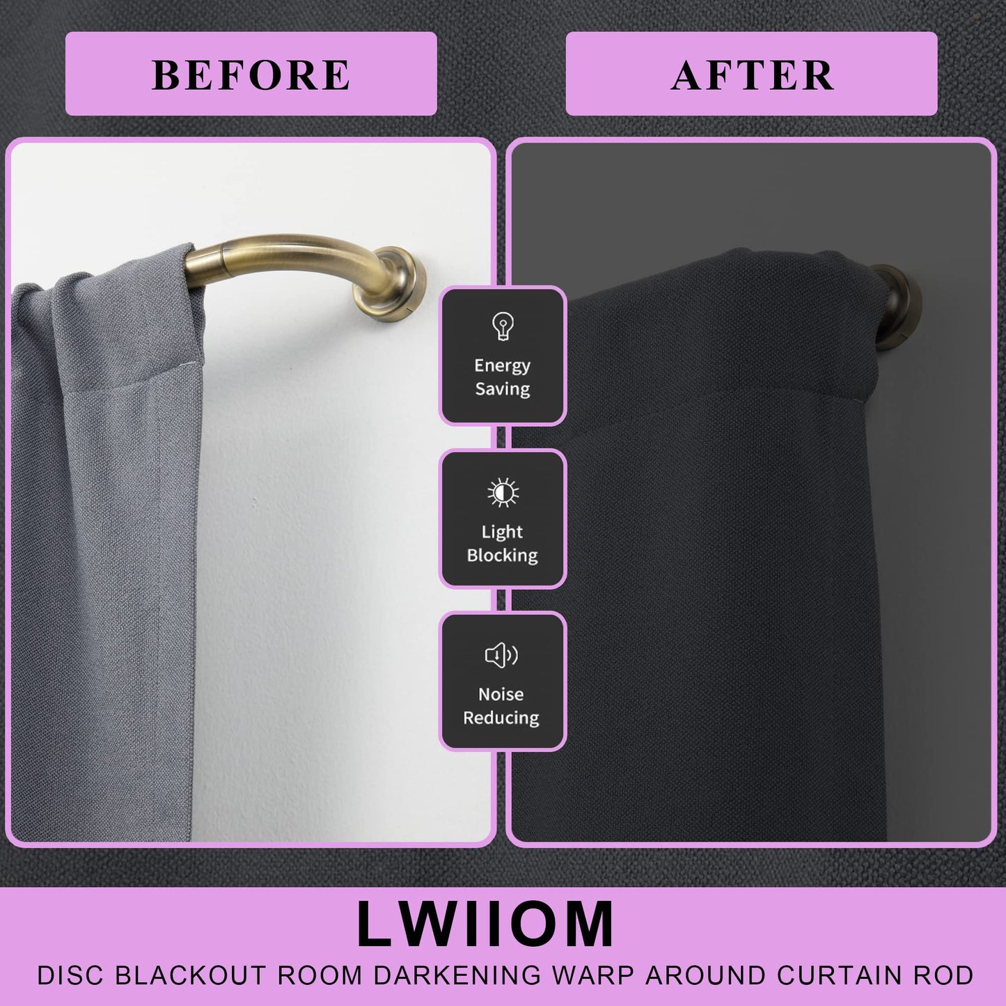 Antique Bronze Disc Curtain Rods, 48-84 Inches Window Curtain Rod,Adjustable Room Darkening Drapery Rod with Aluminum Finials and Brackets,Wrap Around Design