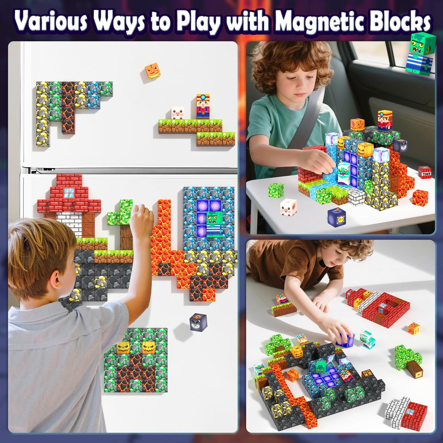 Magnetic Blocks Toys, Build Mine Magnet World Set, Magnetic Tiles Building for Boys & Girls Age 4-8 5-7, STEM Montessori Sensory Toys for Toddlers Kids Gifts