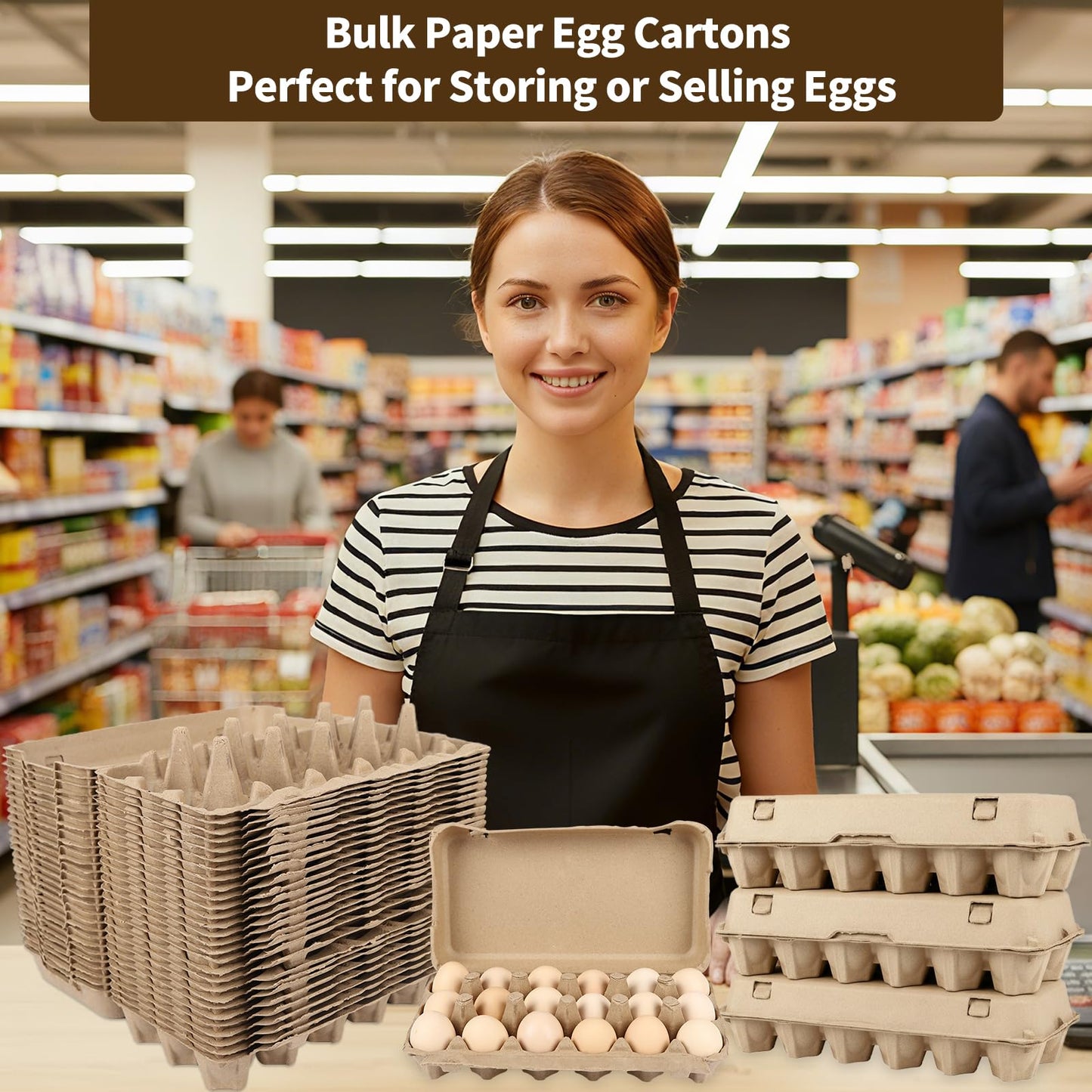 DecarDamai 30 Pack Egg Cartons 18 Count - 3x6 Grids Egg Cartons for Fresh Eggs, Sturdy Cardboard Eggs Storage Containers for Household, Kitchen, Farm, Market