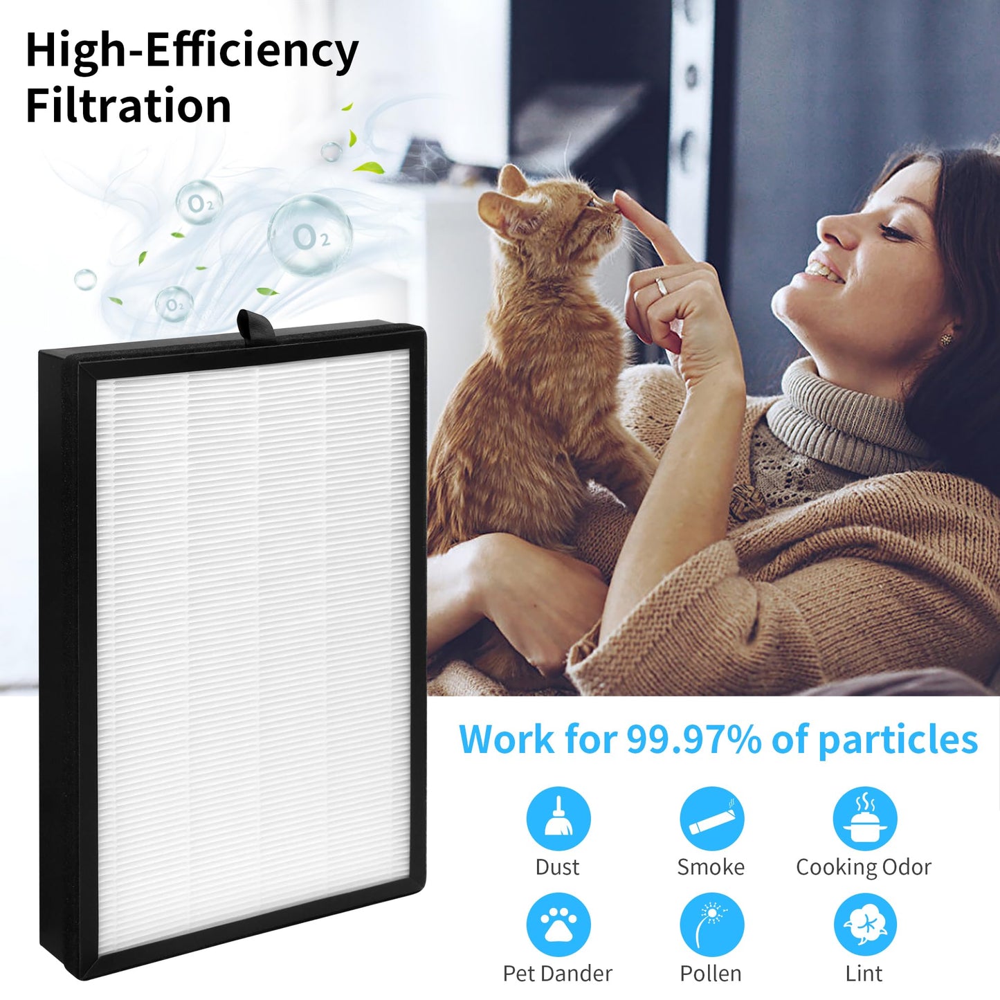 Breabetter 2-Pack H05 Replacement Filter Compatible with HIMOX H05 Purifier Only, 3-in-1 Filtration Filter