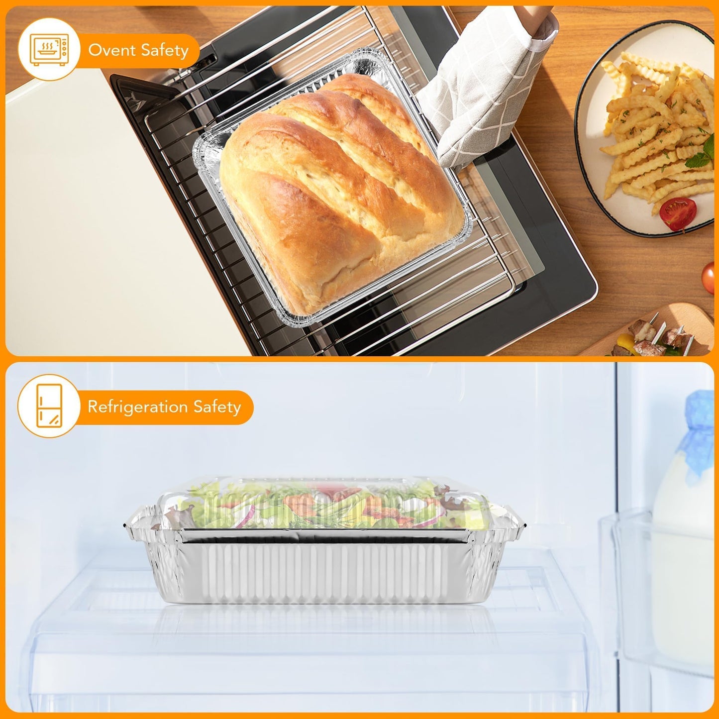 Benestanti 40 Pack 8x8 Inch Aluminum Pans with Clear Plastic Lids - Square Baking Cake Pans - Foil Pans with Lids - Disposable Food Containers Great for Cooking, Heating, Storing, Prepping Food