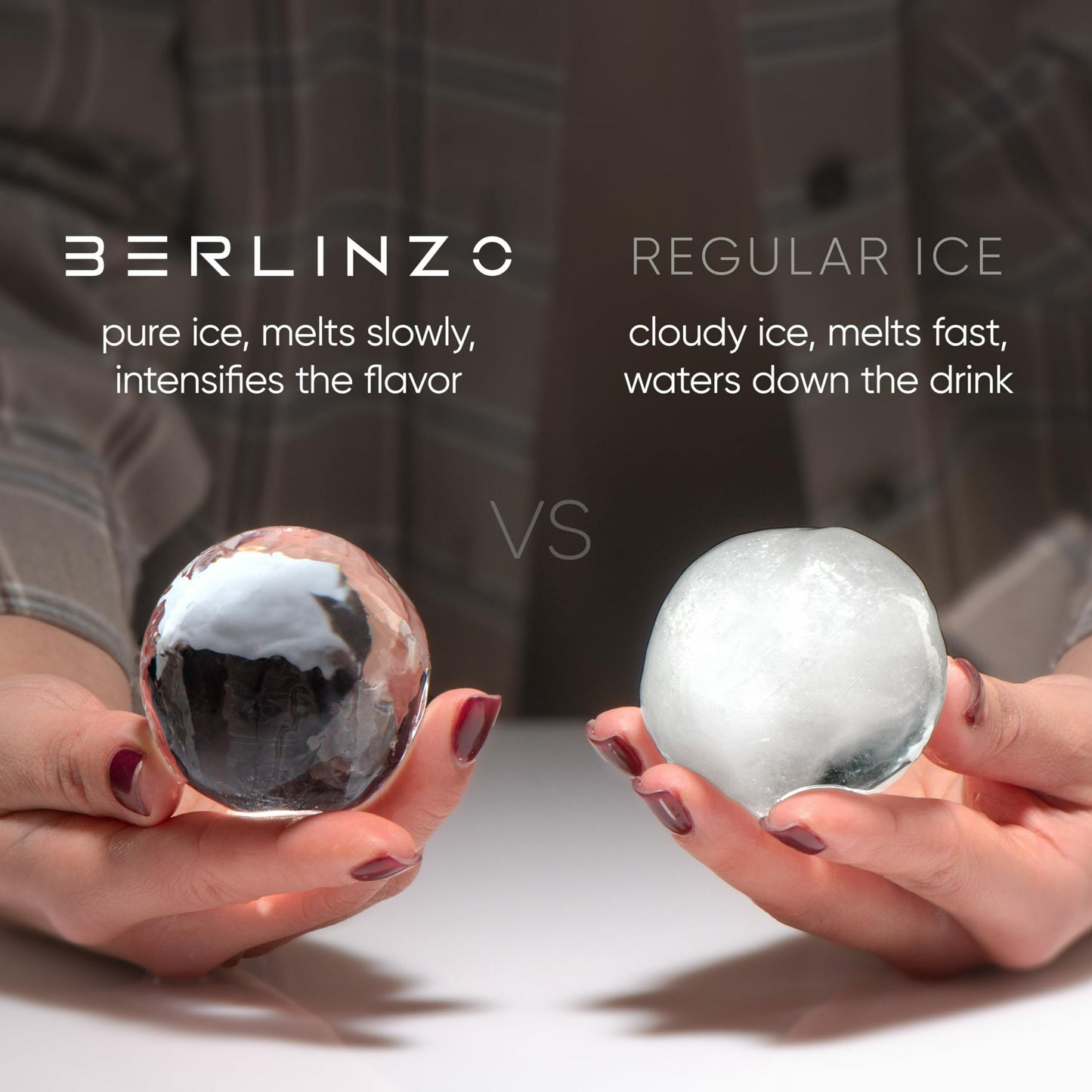 Berlinzo Premium Clear Ice Ball Maker Mold - Best Gift for Dad & Whiskey Lover - 2 Large 2.4" Crystal Clear Round Balls - Easy-to-Remove Ice Sphere Mold - Storage Bag Included (Non-Electric)