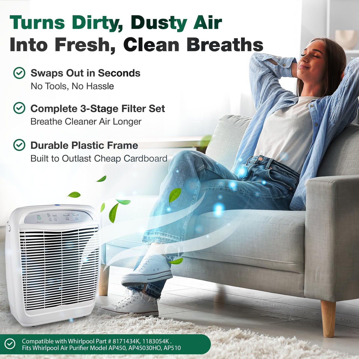 1 HEPA Kenmore Air Purifier Filter, Fits Kenmore models 83200, 83202 (Progressive 335), 83230, 83354, 83355 & 295 Series,Compatible with Part # 83375 & 83376, Designed & Engineered by Crucial Air
