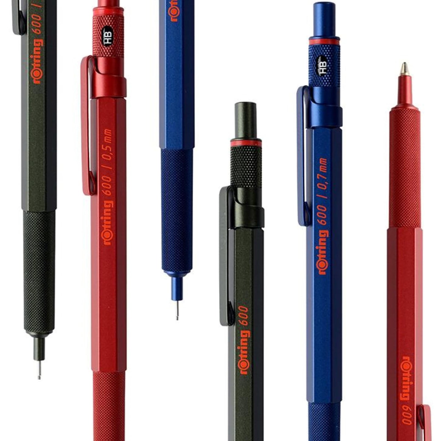 rOtring 600 Ballpoint Pen, Medium Point, Black Ink, Black Barrel, Refillable - Smooth Writing, Non-Slip Grip