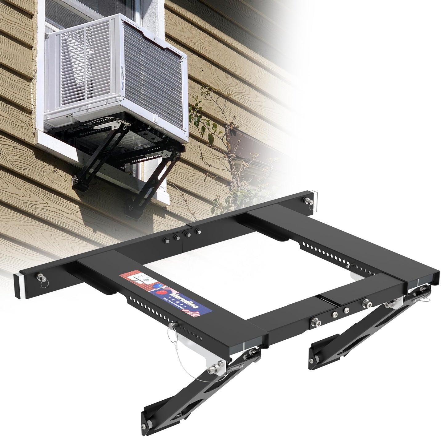 Marudina Adjustable Window AC Bracket, Quick Installation in 3minutes Without Drilling, Upgraded Extra Large Adjustment Range, Air Conditioner Support Bracket No Drill w/ Max Load Capacity of 300 lbs