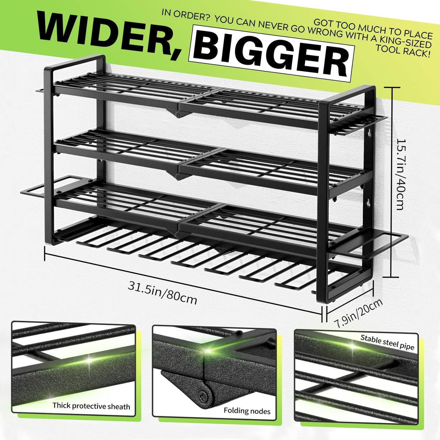 Large Power Tool Organizer Wall Mount, Garage Storage Cordless Tool Organizer with Screwdriver Holder, Heavy Duty Metal Storage Rack with 8 Drill Holder 4 Layer, Gifts for Men Who Have Everything
