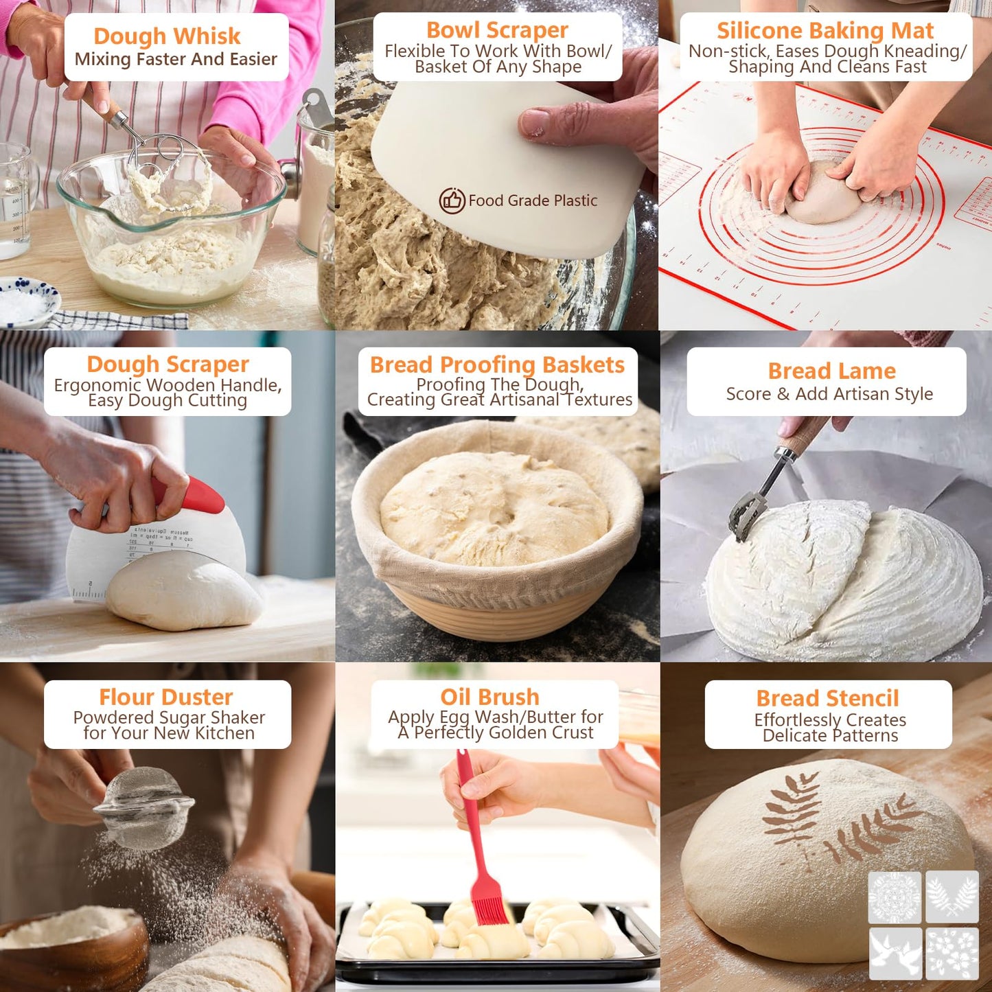 Sourdough Starter Kit with Scale, Banneton Bread Proofing Basket, Sour Dough Starter Jar, Complete Sourdough Bread Baking Supplies Tools, Full Sourdough Bread Making Tool, Gift Set for Bakers Beginner