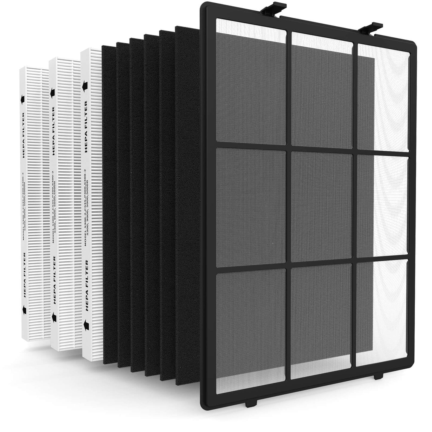 SAKEGDY 115115 Replacement Filter A Compatible with Winix PlasmaWave C535 5300 5300-2 6300 6300-2 P300 AM90 9000 5000 5000B C909 A-Purifier, 1 Washable PreFilter+2 Premium Filter+4 Activated Carbon