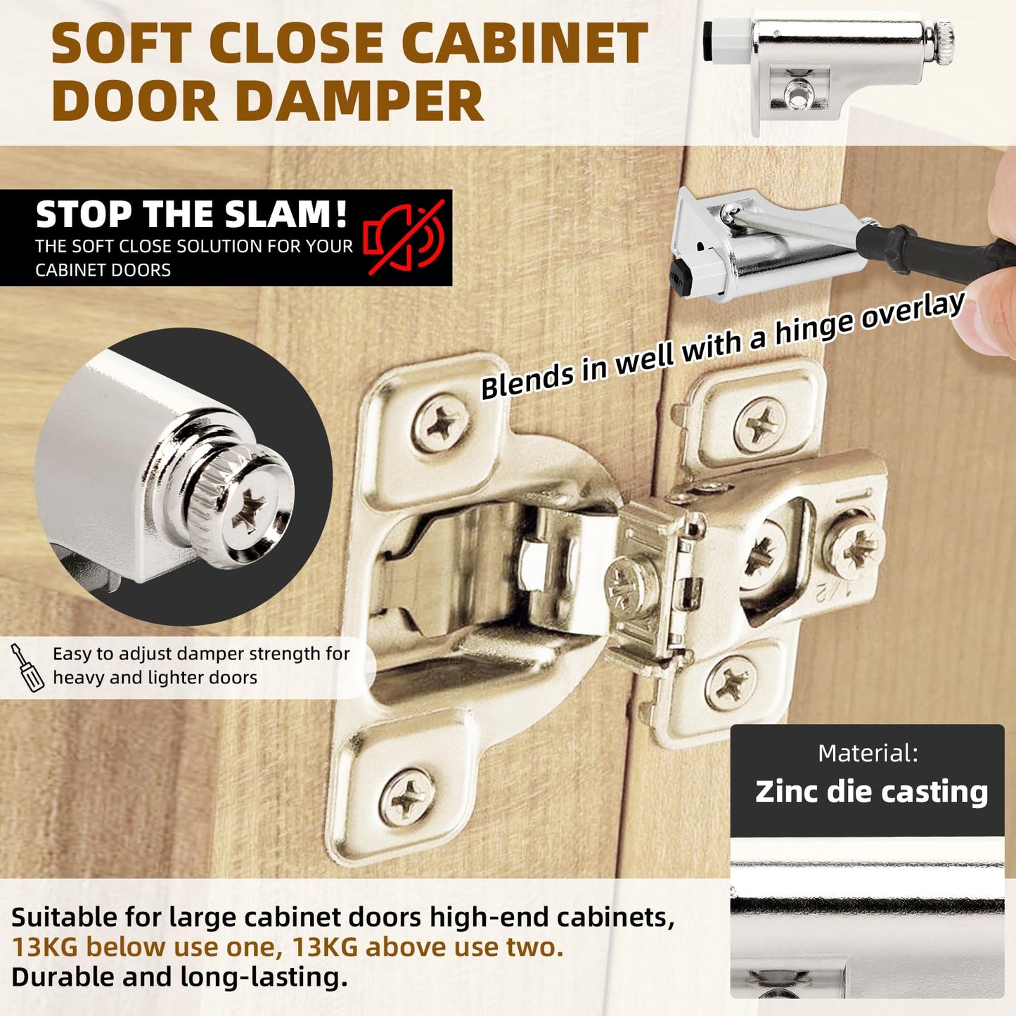 Dgavxa 25 Pcs Soft Close Cabinet Door Damper, Soft Close Dampers for Cabinet Doors/Wardrobe/Kitchen/Bookcases, Hydraulic Cabinet Buffer Damper, Silent Door Closing, with self-Closing Mechanism