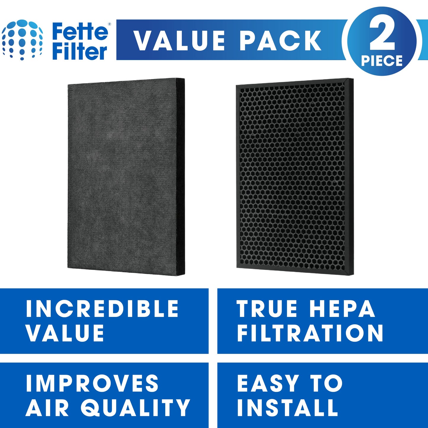 Fette Filter - 2 Pack Air Purifier Replacement HEPA + PRE-FILTER AND ACTIVATED CARBON FILTER PACK Compatible with BISSELL Air220 & Air320 Air Purifier Part # 2677, 2678, 3289, 3315, 2804, 3315.