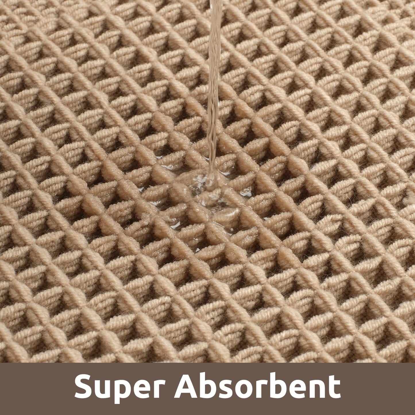 AMOAMI Waffle Bath-Mat, Absorbent Bath Mats for Bathroom Non Slip, Machine Washable Bathroom Rugs with Tassels Ultra Soft Boho Bath Rugs for Floor 2'x6'(24"x72") Beige