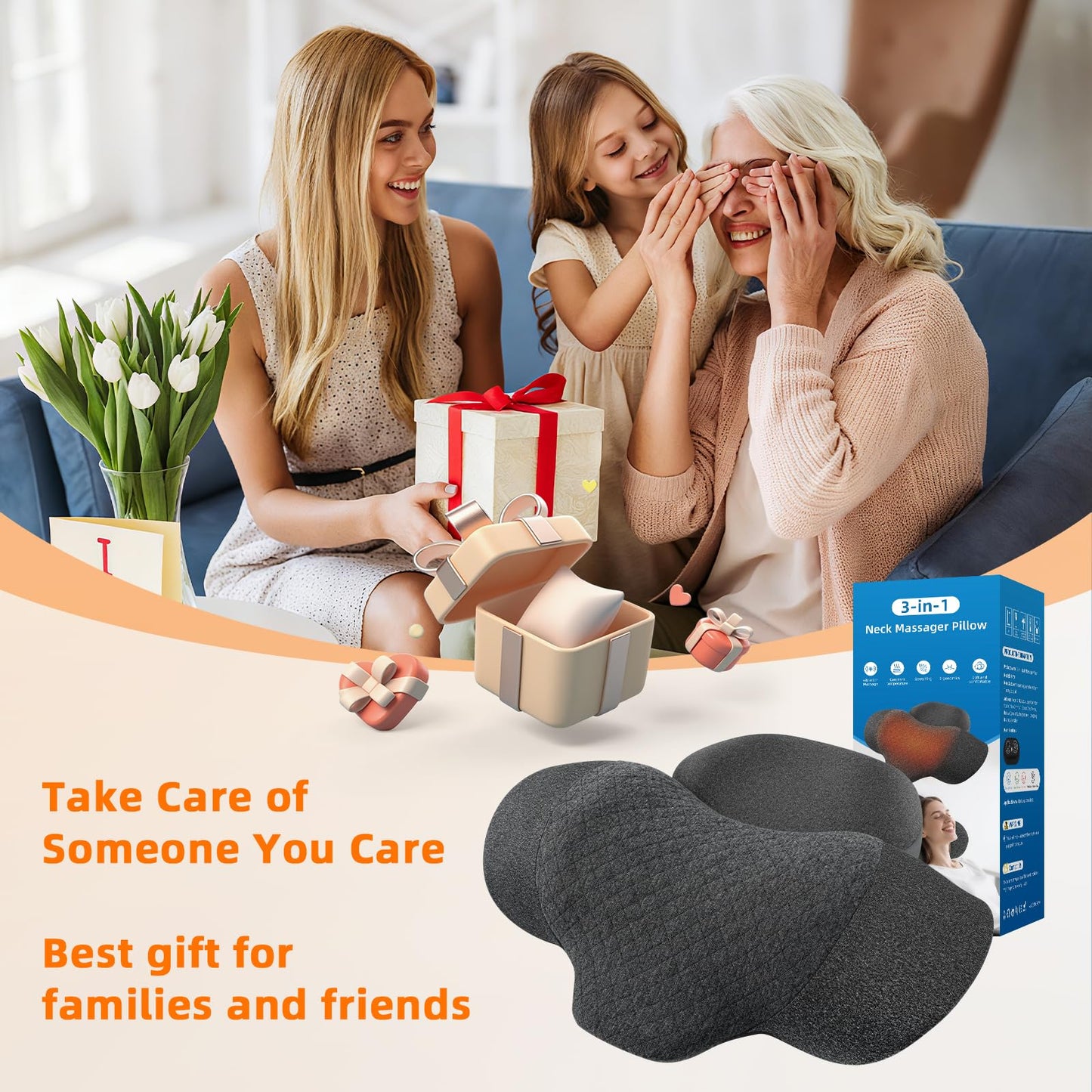 Sanivor 3-in-1 Neck Massager Pillow - Neck Cervical Traction Device with Heat,Vibration Massage & Airbag Traction,Neck Pillow for Pain Relief Deep Tissue Ergonomic Neck Shoulder Relaxer Gift Idea