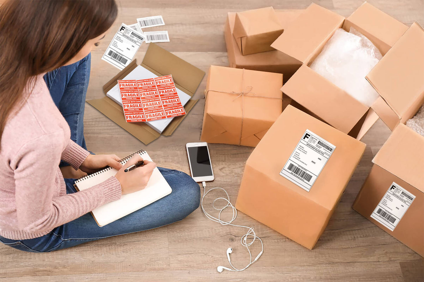 8.5" x 5.5" Address Labels, Half Sheet Shipping Labels, 500 Sheets Self Adhesive Mailing Labels for Laser & Inkjet Printers