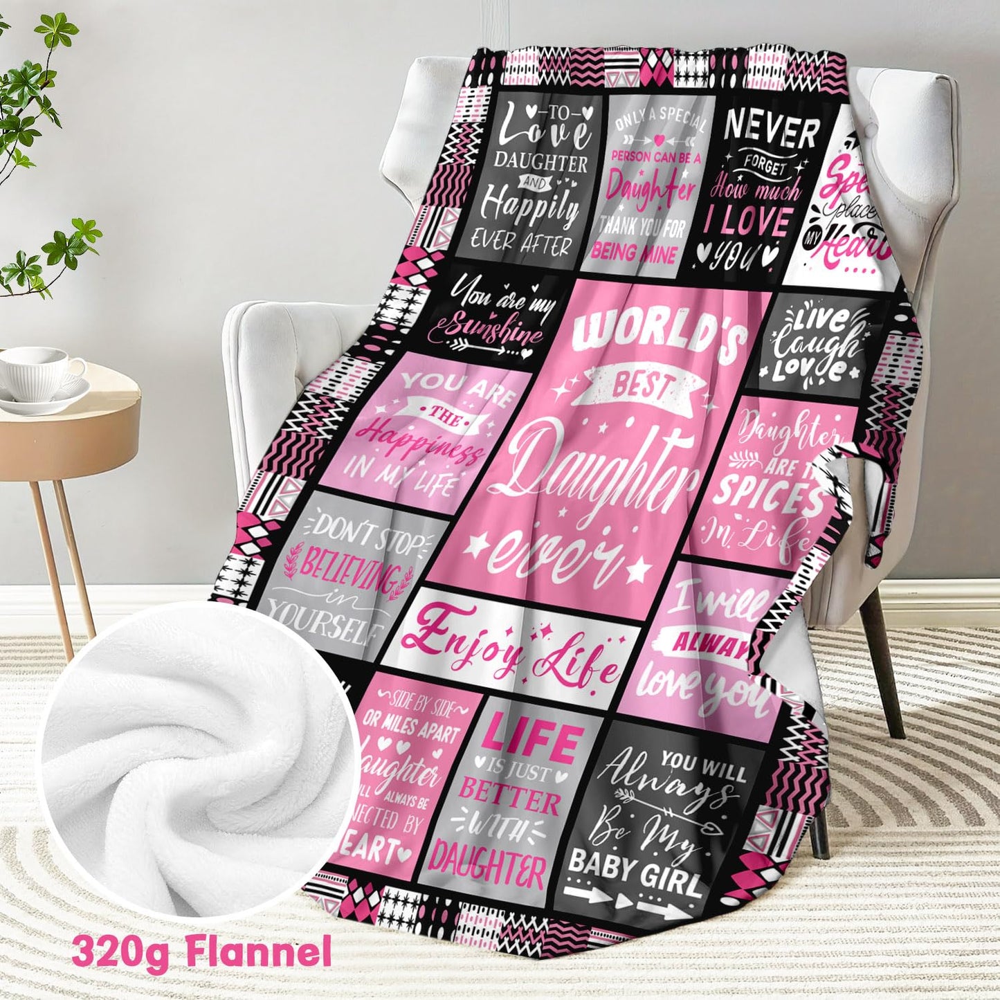 PVDSAVE Daughter Birthday Gifts from Mom Dad - World's Best Daughter Ever Gifts - Teen Girl Gifts Trendy Stuff - Graduation Presents for Daughters - Daughters Life Blanket 50"x60"