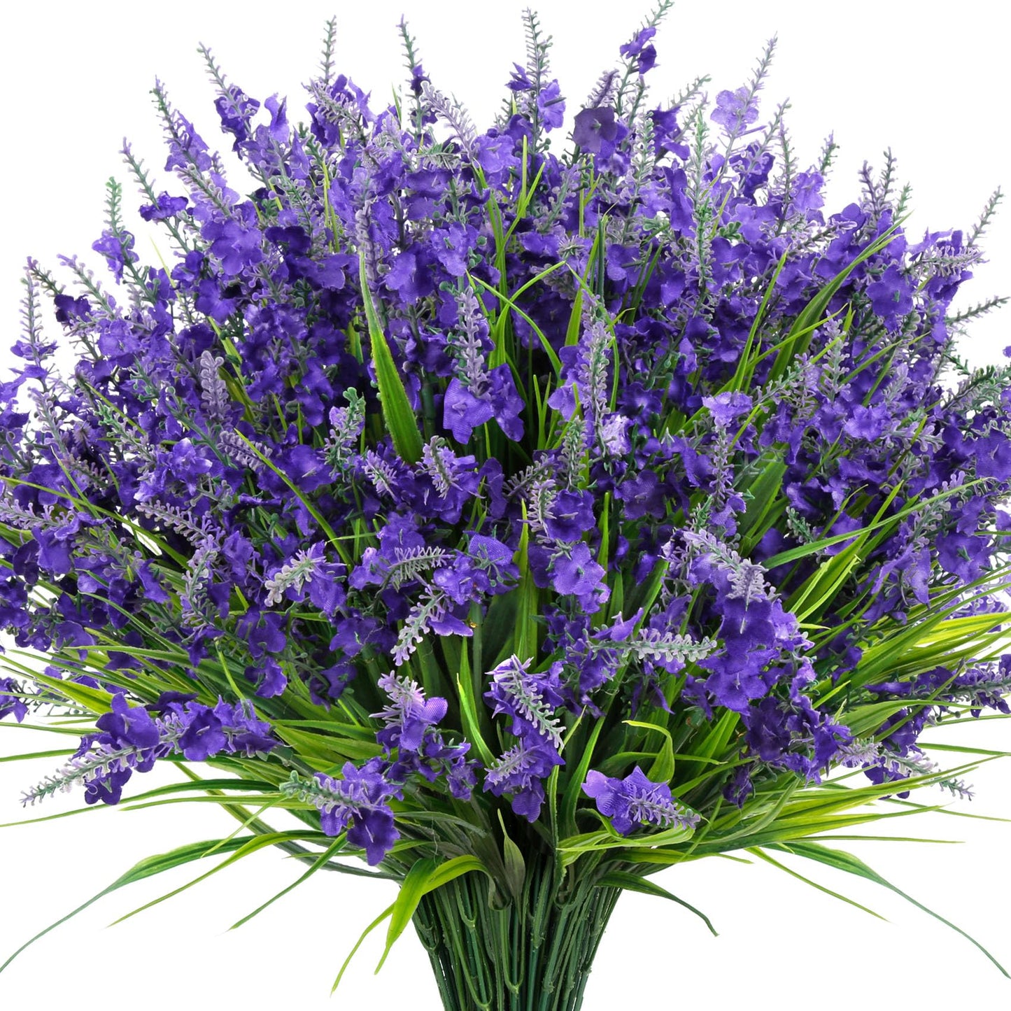 Besteek 20 Bundles Artificial Lavender Flowers for Outdoors Fake Silk Flowers Faux Plants UV Resistant for Indoor Outside Spring Porch Garden Window Table Box Office Home Decorations, Deep Purple