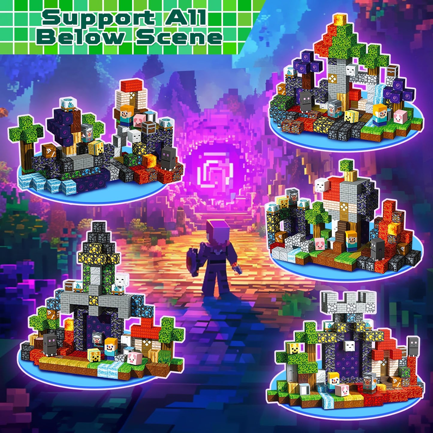 Magneverse 200 PCS 0.8in Magnetic Blocks - Magnet Toys for Kids, Magnetic Building Blocks Cubes, Stacking Magnets, School STEM Toys Birthday Gifts for Boys and Girls Age 3+ Years Old (Theme: Portal)