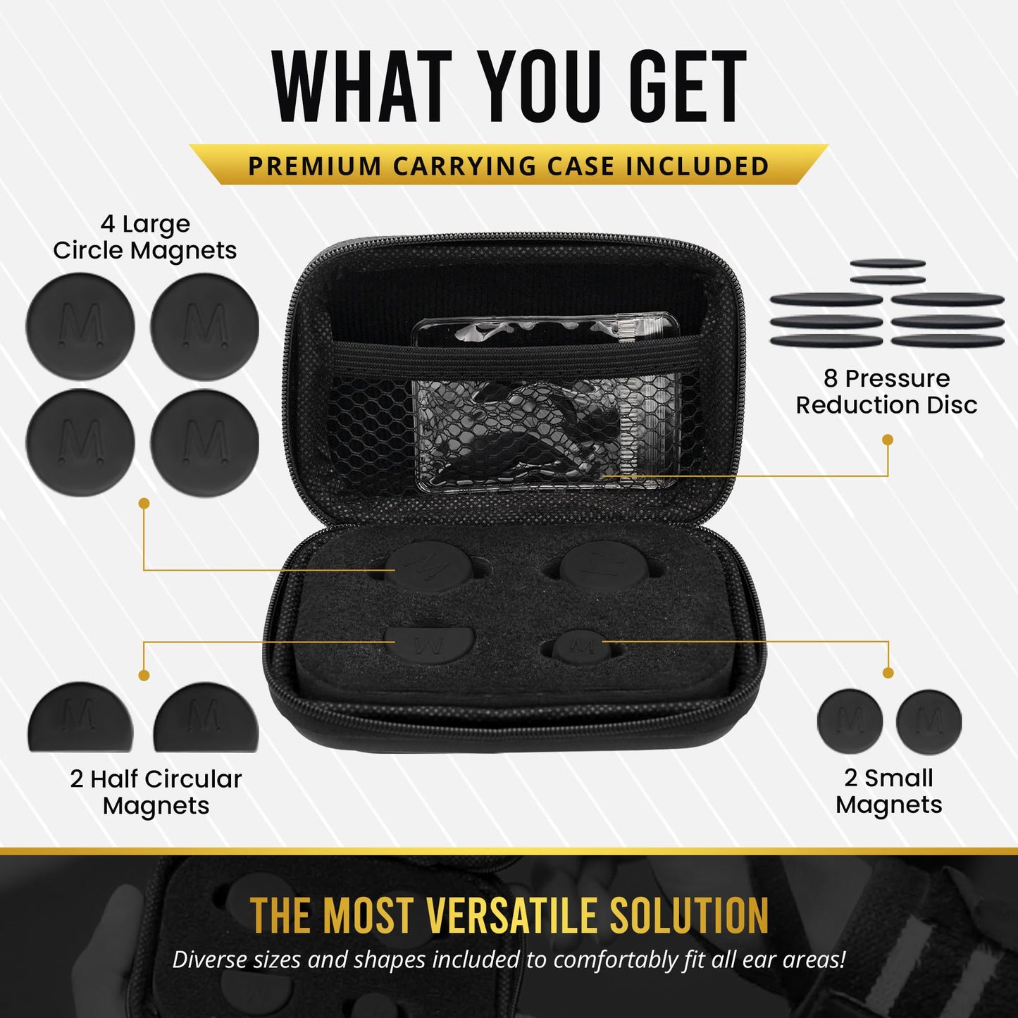 MagnetRX® Cauliflower Ear Magnets – 8 Multi–Size Magnets & Spacers with Case – Compression Ear Magnet for Cauliflower Draining, Keloid Earring Support, BJJ, Wrestling & MMA Treatment & Prevention