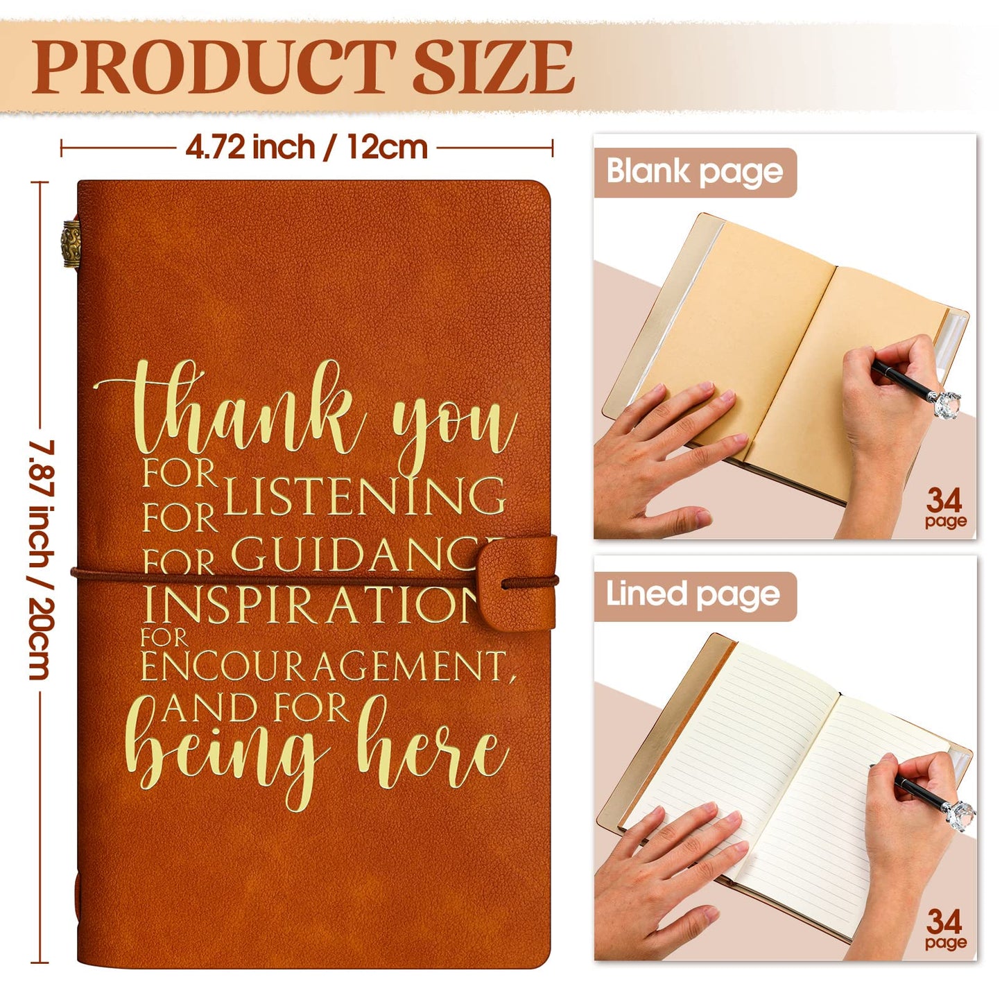 Kosiz 12 Pack Thank You Gifts for Men Father's Day Teacher Cna Week Employee Appreciation Notebook Bulk Leather Journals Inspirational Notebook for Male Coworker Staff Office Nurse Boss Volunteer