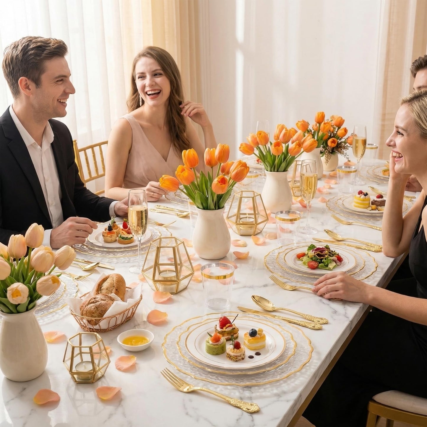 N9R 300pcs Gold Plastic Silverware Dinnerware Flatware- Heavyweight Plastic Cutlery Set, 100 Forks, 100 Spoons, 100 Knives, Gold Utensils for Party, Thanksgiving, Christmas