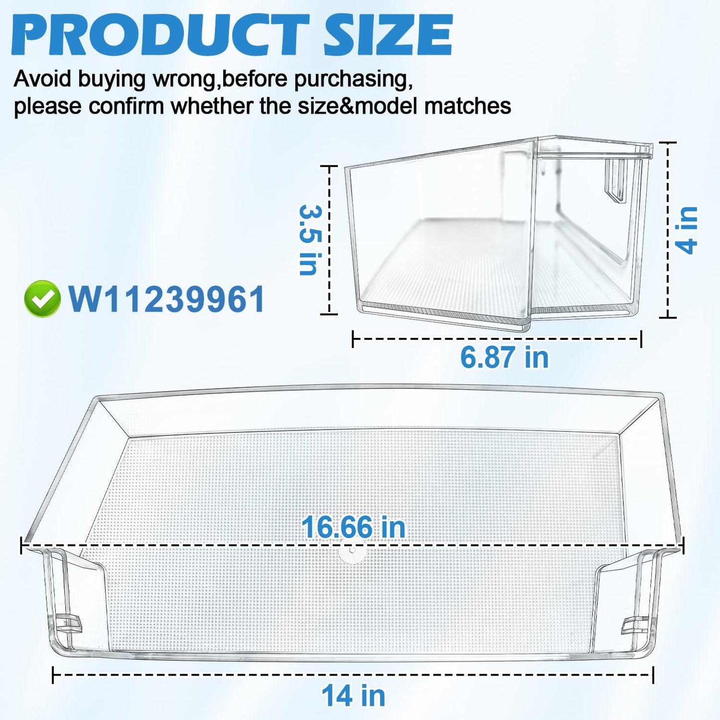 (2 PACK) [UPGRADED] W11239961 Refrigerator Door Shelf Replacement Compatible with Whirlpool Refrigerator Door Shelf Replace W10900538 WRS325SDHZ01 WRS321SDHZ01 WRS315 WRS325 Refrigerator Shelves Part
