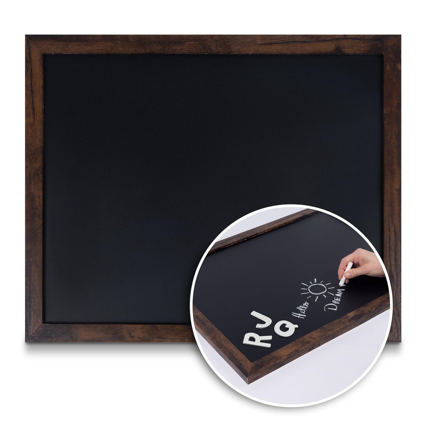 Loddie Doddie Wood Chalkboard Calendar - 18 in x 22 in, Rustic Frame, Mounting Hardware - Magnetic Chalkboard for Wall - Menu Board for Kitchen - Hanging Chalk Board Sign