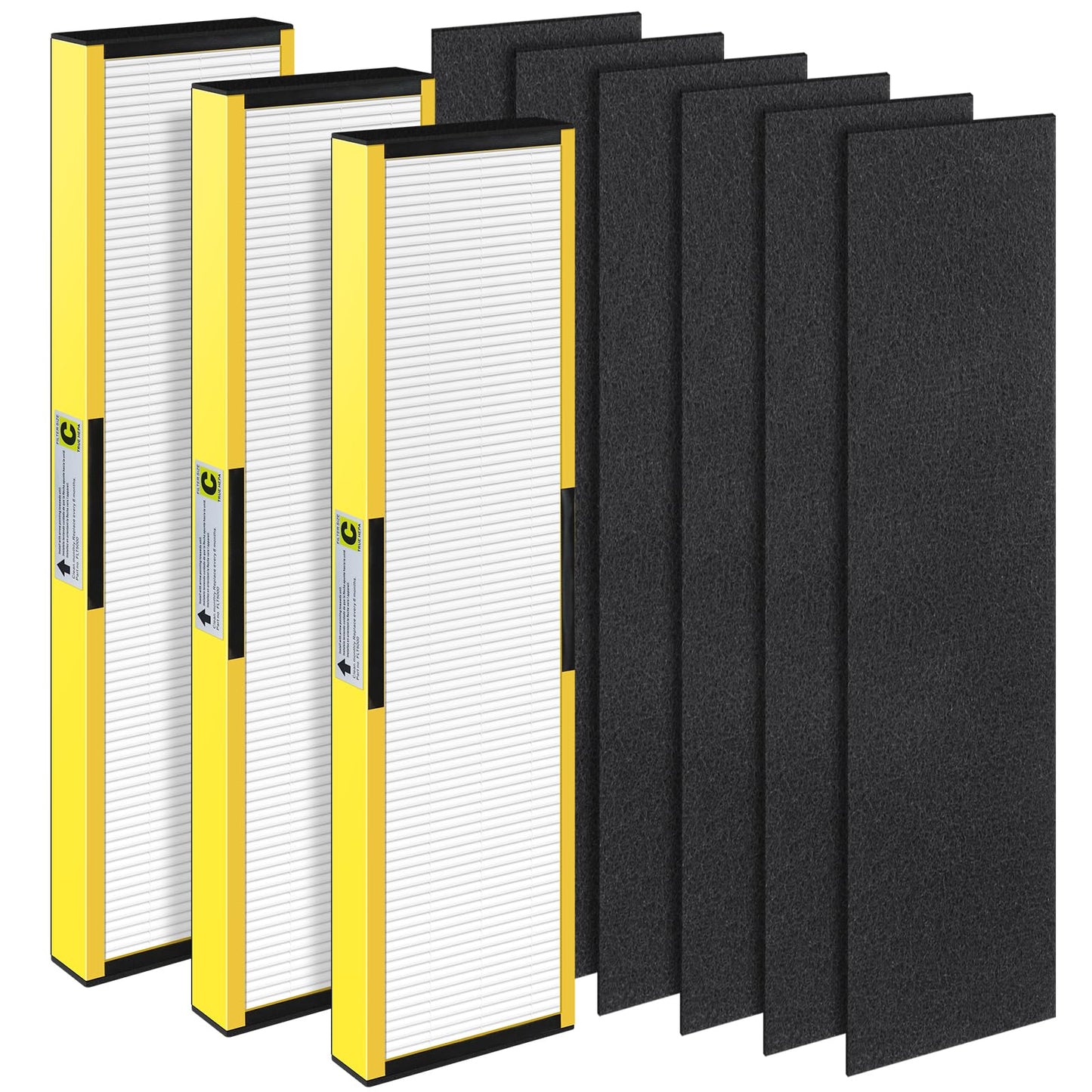 LANTINY FLT5000 Filter-C HEPA Compatible with Germ-Guardian AC5000 AC5000E AC5250 AC5300B AC5350B AC5350W Air Purifier, 3 True HEPA with 6 Pre-Filters
