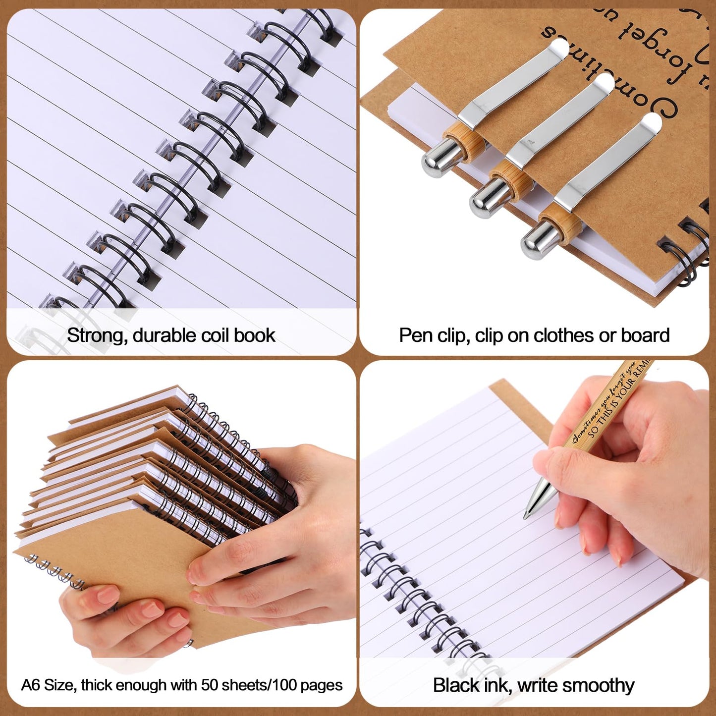 Honoson 50 Sets Spiral Notebooks Sets Teacher Thank You Gifts Inspirational Journals with Retractable Bamboo Pens Bulk Encouragement Notepad for Nurse Employee, Awesome Sign
