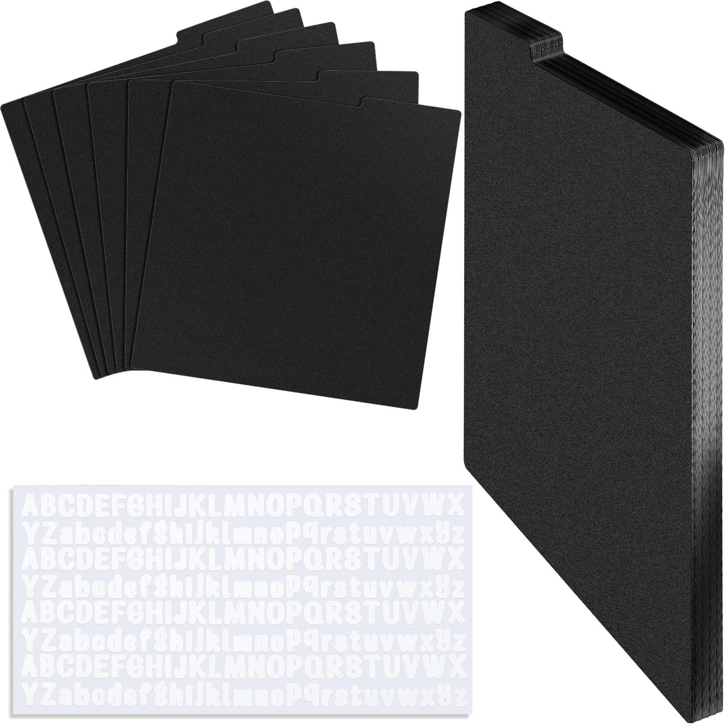 Gueevin 30 Pcs Vinyl Record Divider 12.5 x 13.49 Inch Vinyl Record Accessories with White A-z Stickers for Organizing Protection
