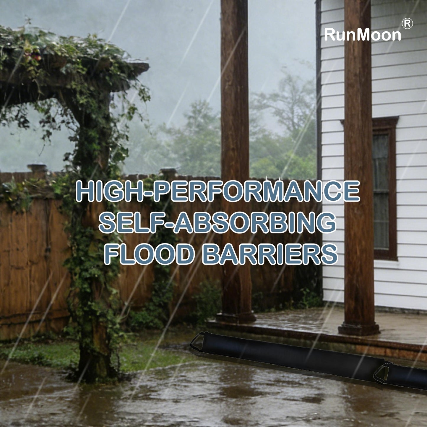 Warmoon Self-Absorbing Flood Barriers (8/10/12ft) - Sandless Water Activated Bags, Reusable Flood Protection for Home & Commercial Use (8ft (2-Pack))