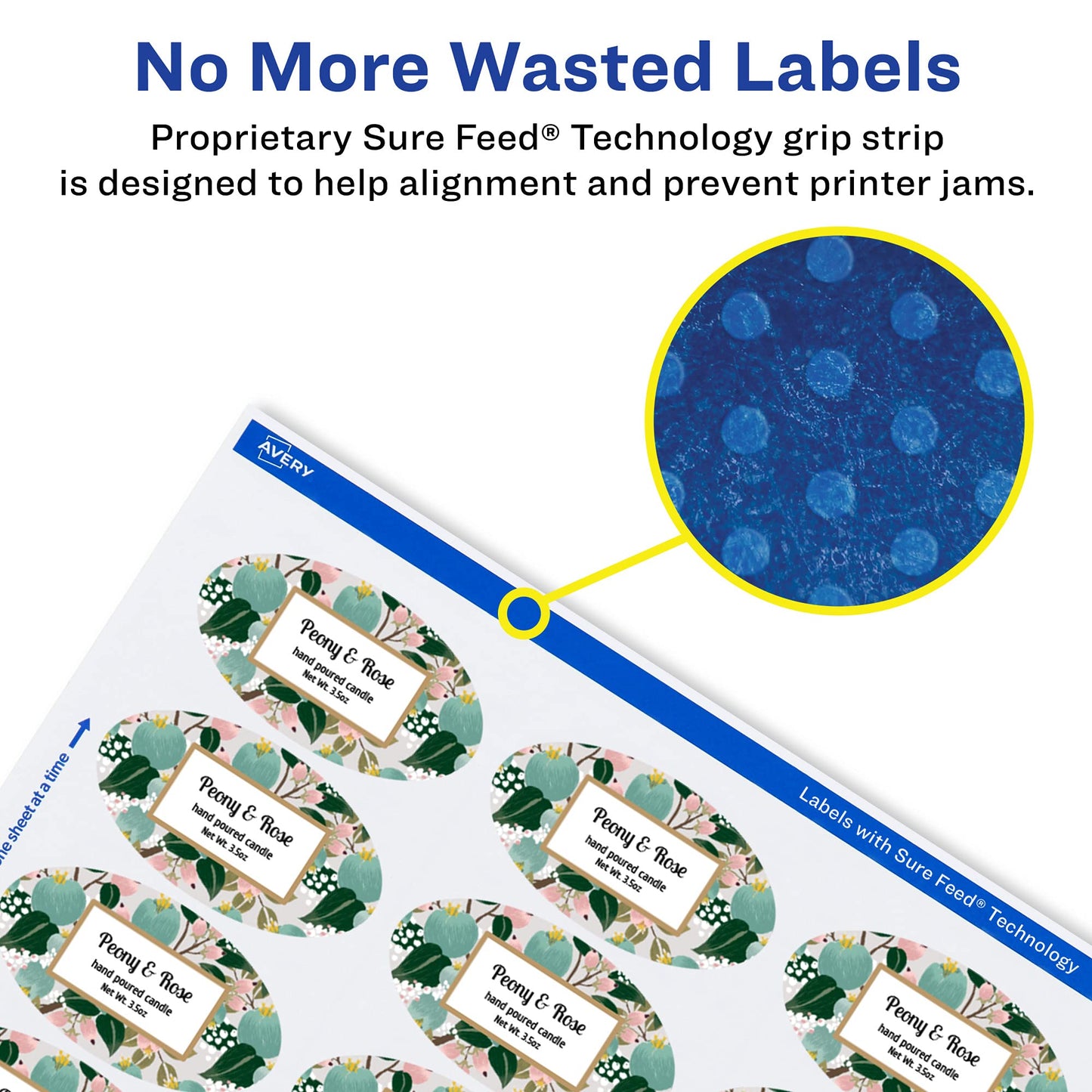 Avery Matte White Oval Labels, Sure Feed Technology, 2" x 3-1/3", 400 Matte White Printable Labels