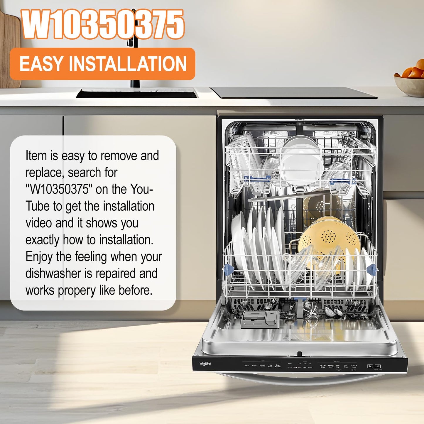 UPGRADED W10350375 Top Rack Adjuster For Whirlpool Dishwasher Top Rack Parts W10712395 WDT970SAHZ0 WDT750SAHZ0 WDT730PAHZ0 Upper Rack Parts, Kenmore Dishwasher Parts, With Dishwasher Adjuster Housing