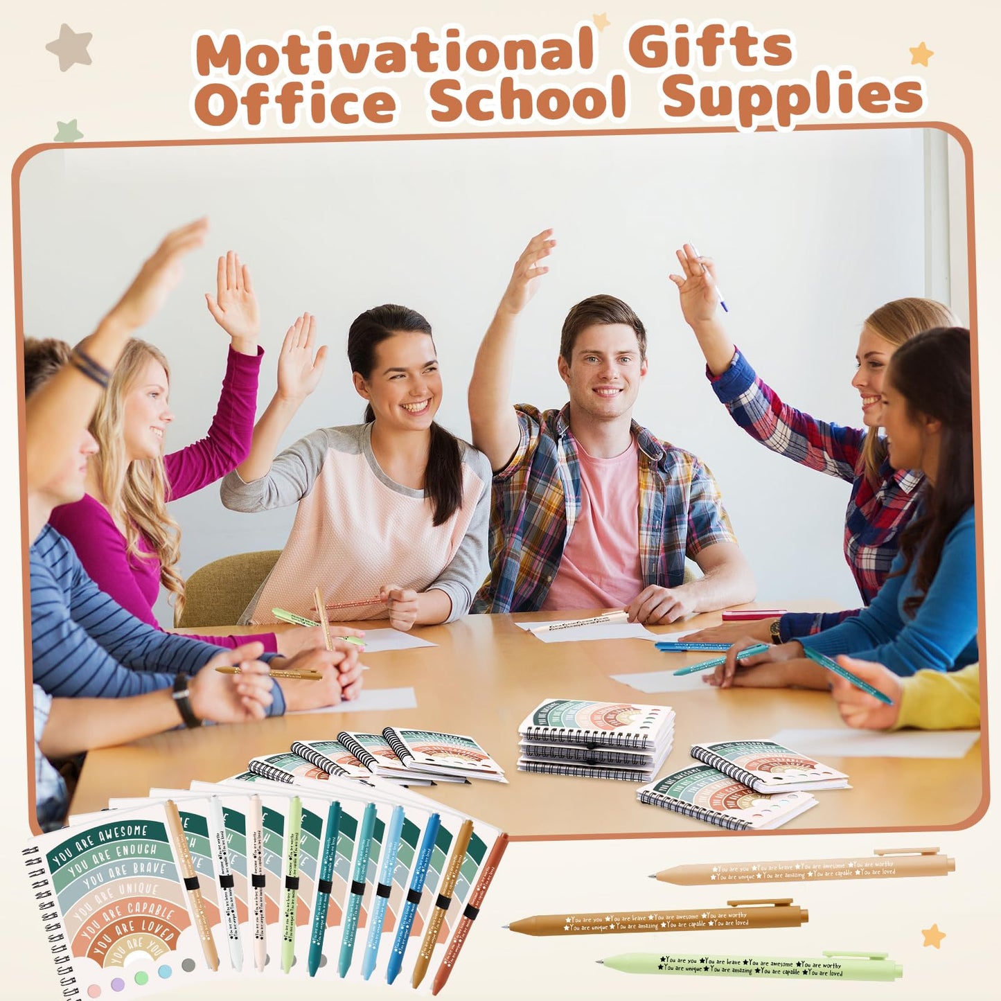 Janlaugh 60 Pcs Mental Health Awareness Gifts Wellness Gifts Bulk Include 30 Mental Health Planners Journals with Sticky Notes 30 Positive Affirmation Pens Self Care Item for Coworker Teacher Student