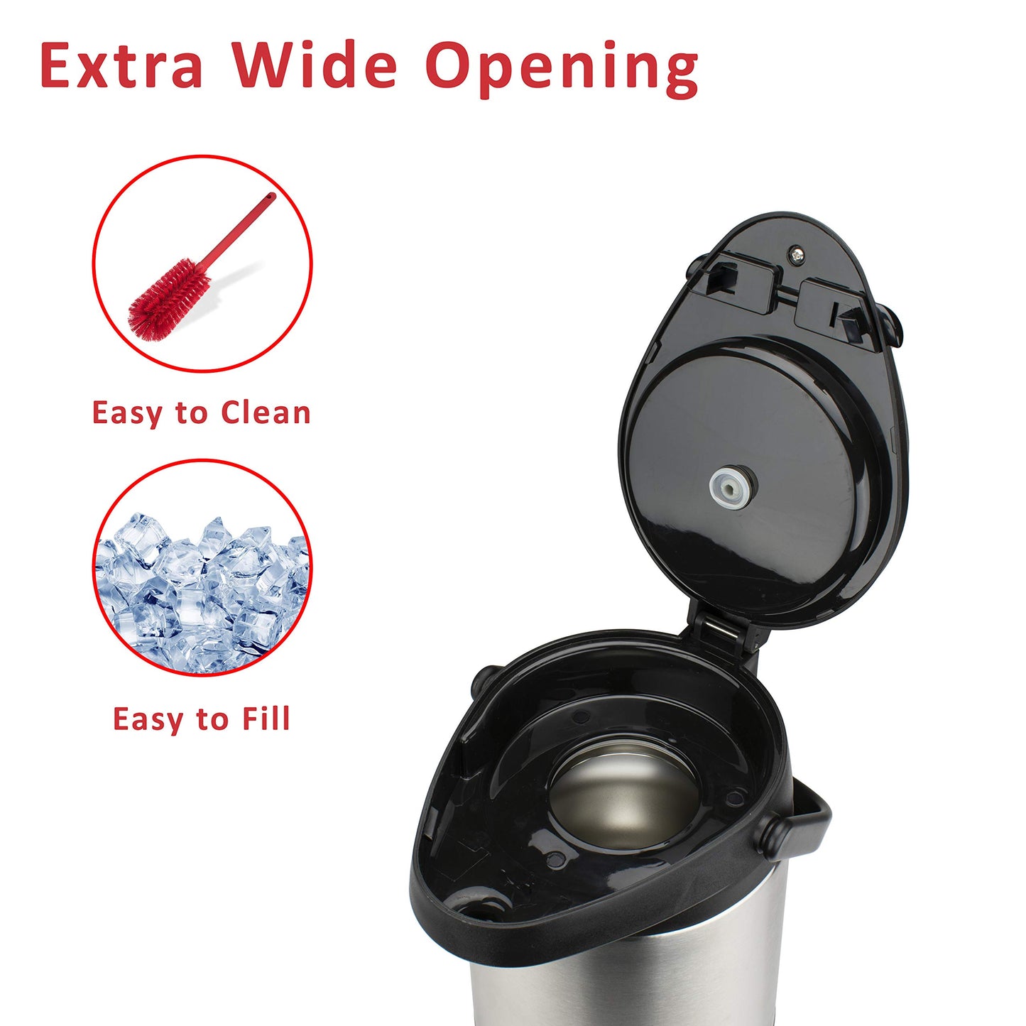 Brentwood 3.5-Liter Airpot Hot & Cold Drink Dispenser, Stainless Steel, Black