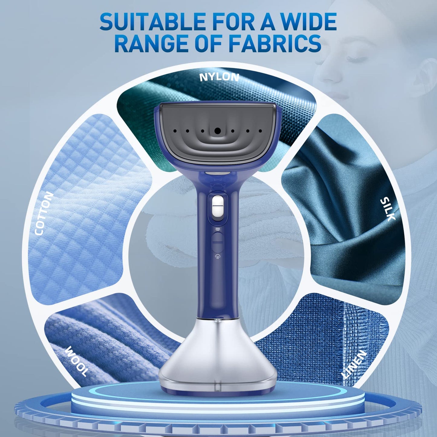 Steamer for Clothes - 1800W Powerful Steam, 2 Modes for Wet and Dry Ironing, 20-Second Fast Heat-up,Detachable Water Tank with Heat-Resistant Gloves -Removing Wrinkles.Only for 120V Countries.Blue