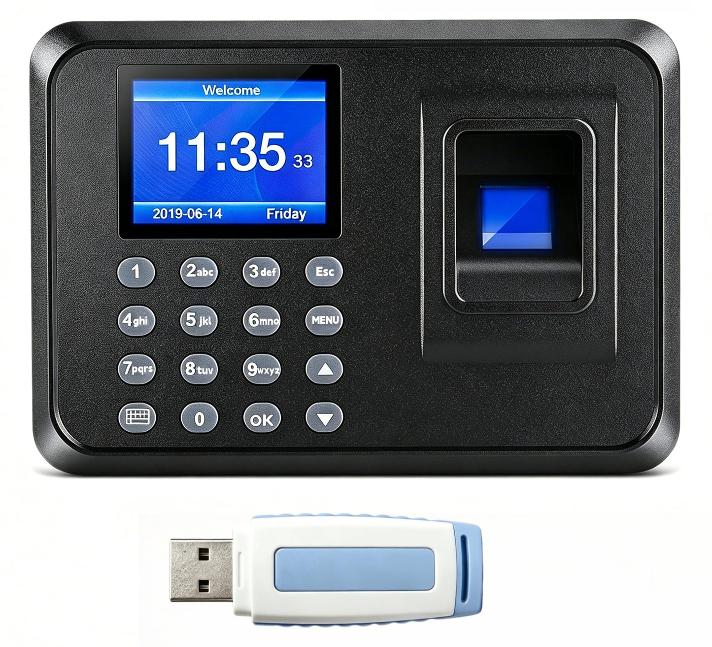 Time Clocks for Employees Small Business, Biometric Fingerprint Time Clock with Attendance Machine, and PIN Clock in and Out Machine, Office Punch Clock for Small Business Management, No Monthly Fees